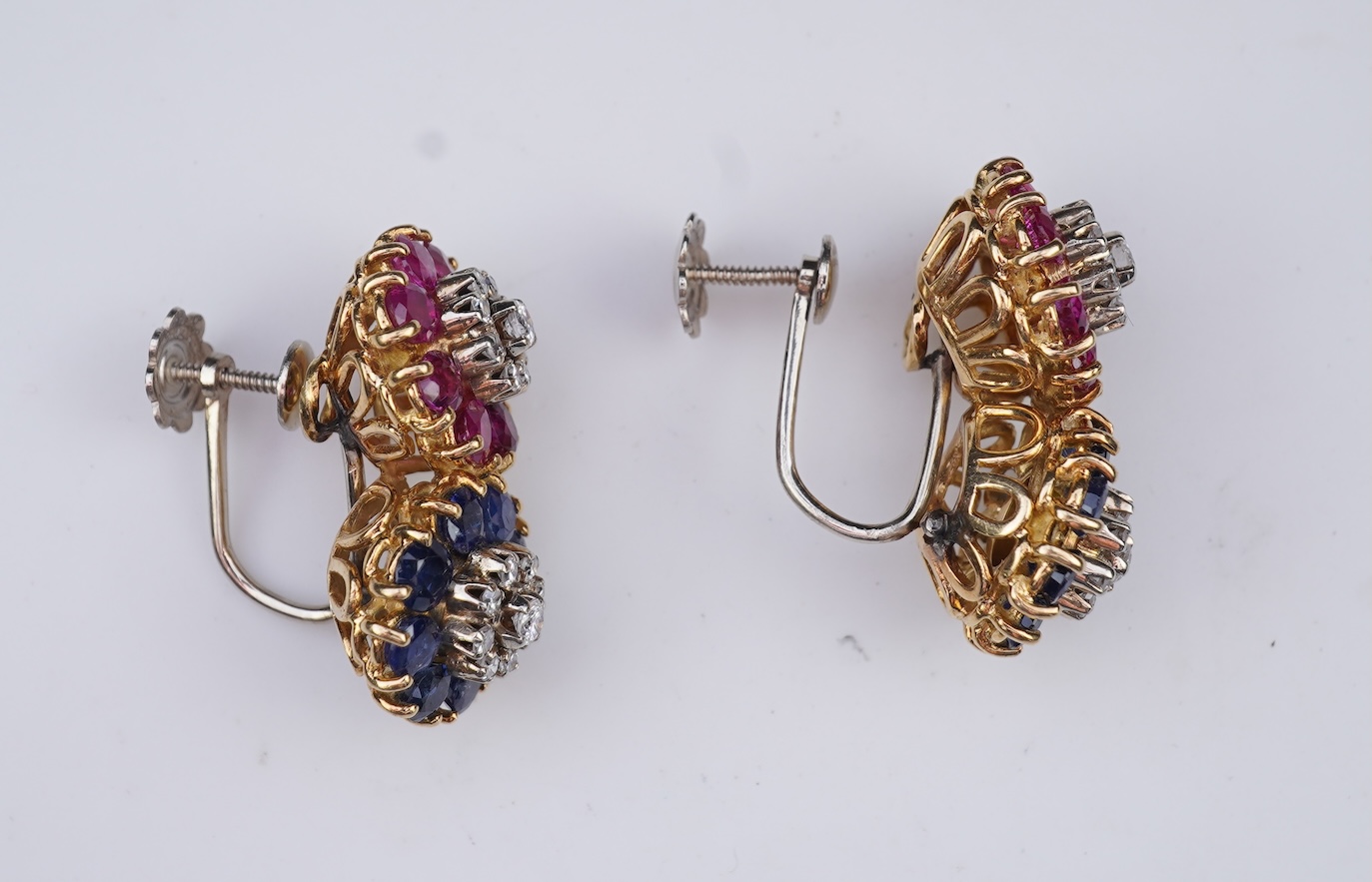 A sapphire, ruby and diamond demi-parure, mid 20th century